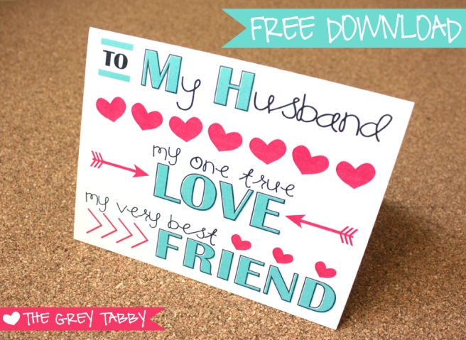 Freebie Printable Card - To My Husband: A Love Note Card